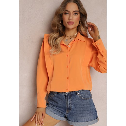 Pomarańczowa Koszula z Kołnierzem i Przeszyciami Emoree ze sklepu Renee odzież w kategorii Koszule damskie - zdjęcie 157101777