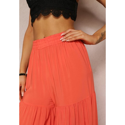 Pomarańczowe Szerokie Spodnie z Gumką w Talii Kucille Renee L promocyjna cena Renee odzież