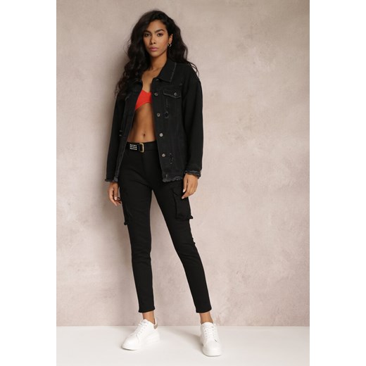 Czarne Jeansy Skinny z Kieszeniami Cargo Wetrala ze sklepu Renee odzież w kategorii Jeansy damskie - zdjęcie 157101937