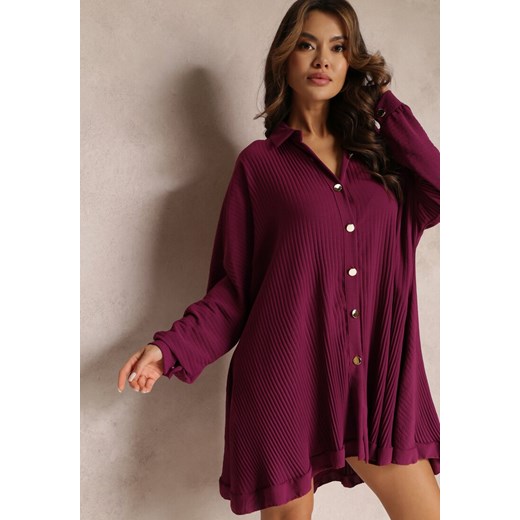 Fioletowa Sukienka Koszulowa Plisowana Giphi ze sklepu Renee odzież w kategorii Sukienki - zdjęcie 157103045