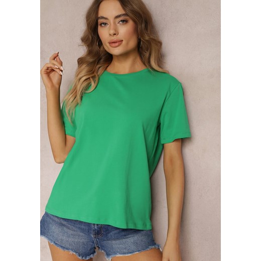 Zielony T-shirt z Krótkim Rękawem i Okrągłym Dekoltem Volksa ze sklepu Renee odzież w kategorii Bluzki damskie - zdjęcie 157105489