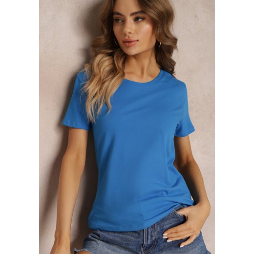 Niebieski Bawełniany T-shirt Melinthe ze sklepu Renee odzież w kategorii Bluzki damskie - zdjęcie 157105519