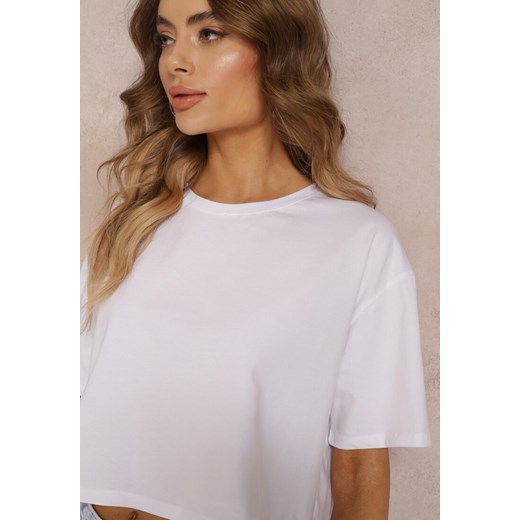 Biały T-shirt o Fasonie Cropped Oversize Brighta Renee XS okazja Renee odzież