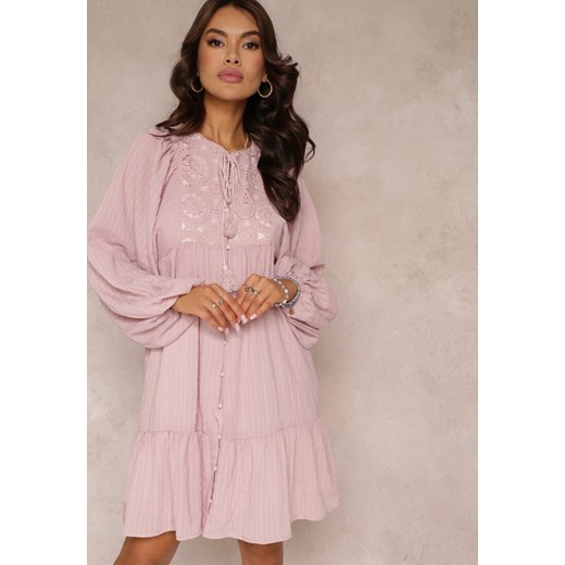 Sukienka Renee z okrągłym dekoltem w stylu boho oversize'owa 