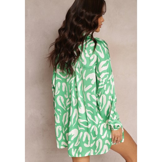 Zielona Koszula w Cętki Oversize Laririssa Renee M okazyjna cena Renee odzież