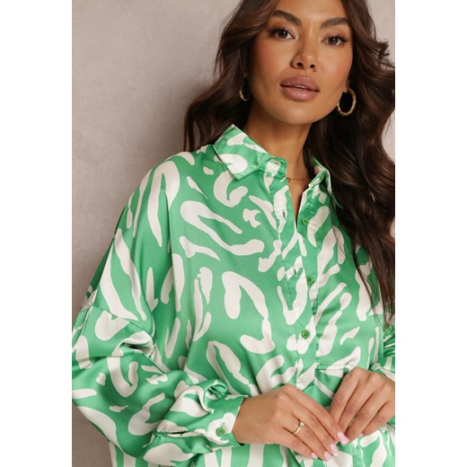 Zielona Koszula w Cętki Oversize Laririssa Renee M wyprzedaż Renee odzież