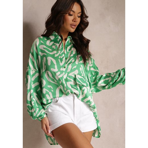Zielona Koszula w Cętki Oversize Laririssa Renee M okazja Renee odzież