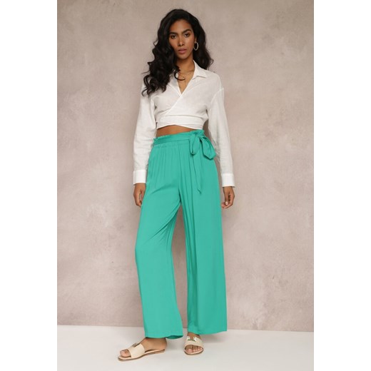 Zielone Spodnie Szerokie Phiorephis ze sklepu Renee odzież w kategorii Spodnie damskie - zdjęcie 157109795