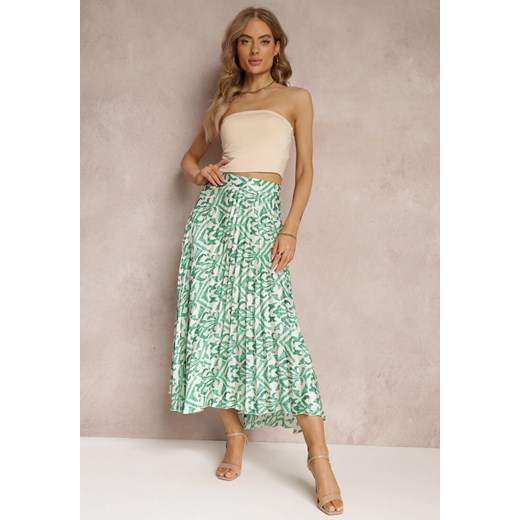Zielona Plisowana Spódnica Maxi w Fantazyjny Print Maritha ze sklepu Renee odzież w kategorii Spódnice - zdjęcie 157112487