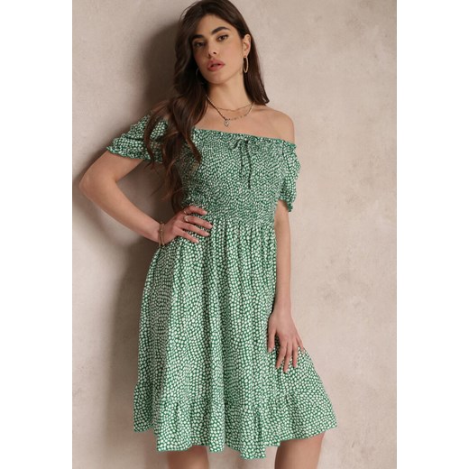 Zielona Sukienka Midi o Fasonie Bawełnianej Hiszpanki Nairo ze sklepu Renee odzież w kategorii Sukienki - zdjęcie 157113416