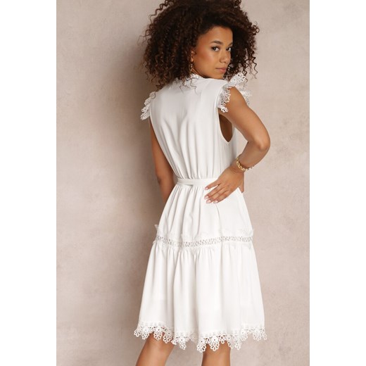 Sukienka Renee mini z krótkim rękawem z paskami koronkowa casual 