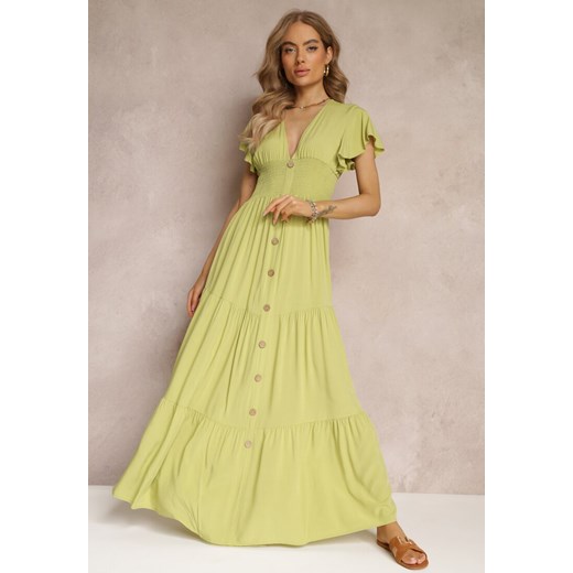 Jasnozielona Sukienka z Wiskozy Lobsy ze sklepu Renee odzież w kategorii Sukienki - zdjęcie 157114239