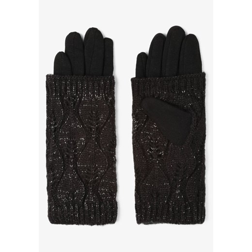 Czarne Rękawiczki 2w1 Pięciopalczaste i Dzianinowe Bez Palców Vost ze sklepu Renee odzież w kategorii Rękawiczki damskie - zdjęcie 157115168