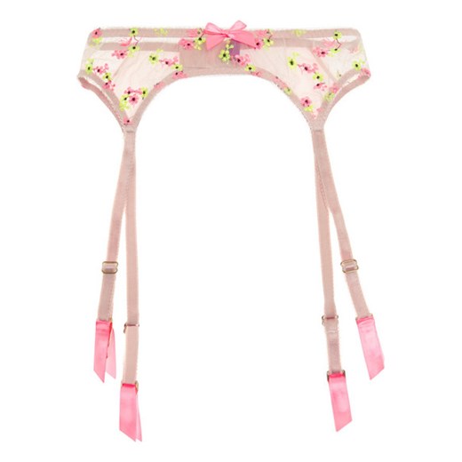 Clementina embroidered stretch-tulle suspender belt
