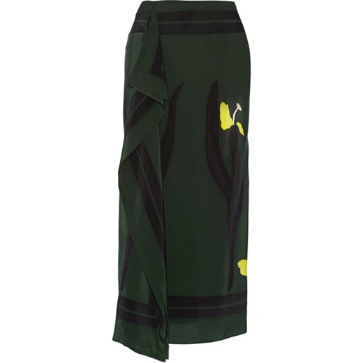 Draped printed silk-crepe skirt net-a-porter czarny spódnica