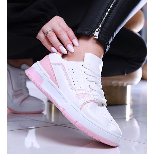 Biało różowe damskie buty sportowe /C7-2 14005 S372/ ze sklepu Pantofelek24.pl w kategorii Buty sportowe damskie - zdjęcie 157139255