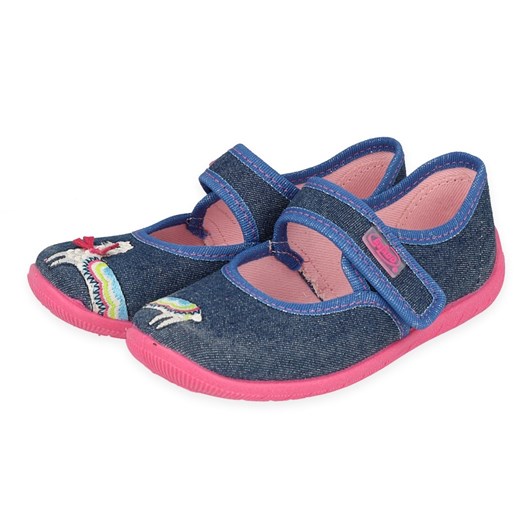 Befado  obuwie dziecięce  955X014 niebieskie ze sklepu ButyModne.pl w kategorii Kapcie dziecięce - zdjęcie 157152389