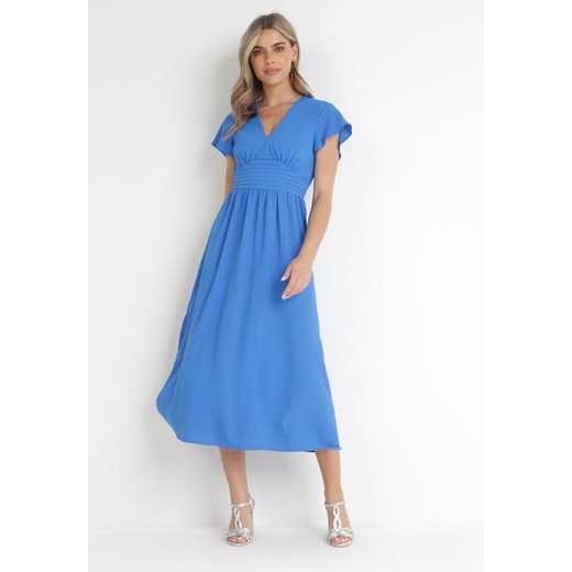 Niebieska Taliowana Sukienka Midi z Wycięciem Philomile ze sklepu Born2be Odzież w kategorii Sukienki - zdjęcie 157230649