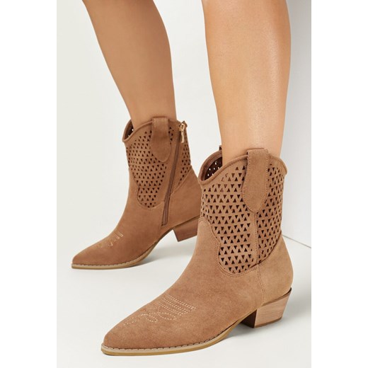 Botki Born2be z zamszu casual na zamek 