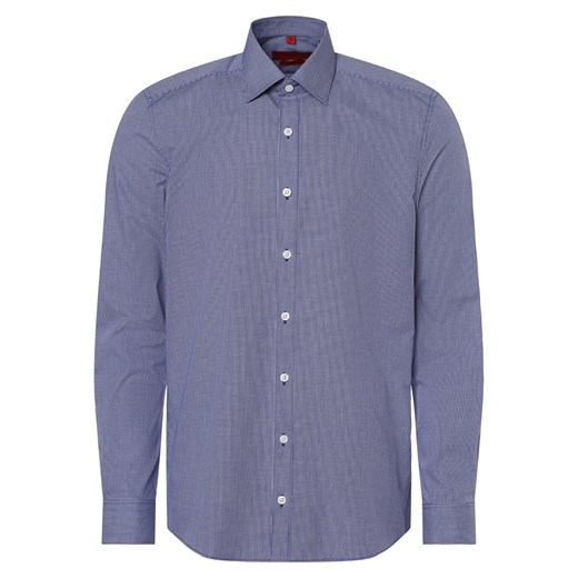 Finshley & Harding Koszula męska łatwa w prasowaniu Mężczyźni Slim Fit Bawełna granatowy w kratkę kołnierzyk kent ze sklepu vangraaf w kategorii Koszule męskie - zdjęcie 157237596