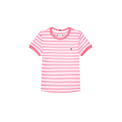 Tommy Hilfiger T-Shirt Essential Stripe KG0KG05766 M Różowy Regular Fit Tommy Hilfiger 3Y promocja MODIVO