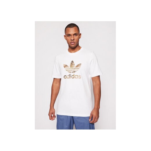 adidas T-Shirt Camo Trefoil Tee GN1855 Biały Regular Fit S okazja MODIVO