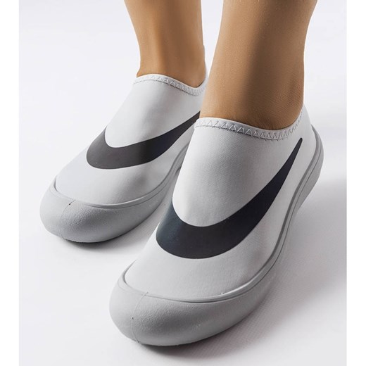 Buty sportowe damskie szare w stylu casual bez zapięcia na płaskiej podeszwie z tkaniny 