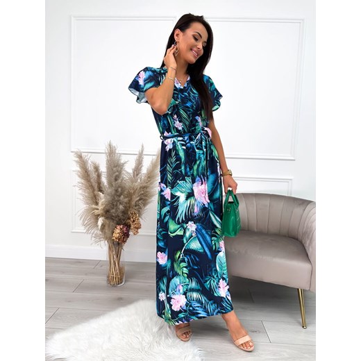 Granatowa Sukienka Maxi w Kwiaty Modnakiecka.pl 42 ModnaKiecka.pl