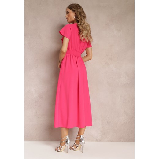 Różowa Rozkloszowana Sukienka Maxi z Wycięciem Ahina Renee S okazyjna cena Renee odzież
