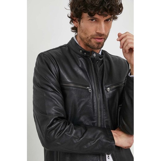 Pepe Jeans kurtka skórzana męska kolor czarny przejściowa Pepe Jeans M ANSWEAR.com