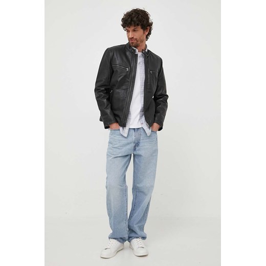 Pepe Jeans kurtka skórzana męska kolor czarny przejściowa Pepe Jeans L ANSWEAR.com