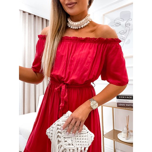 SUKIENKA HISZPANKA MAXI Z PASKIEM- CZERWONA Olika M/L olika.com.pl