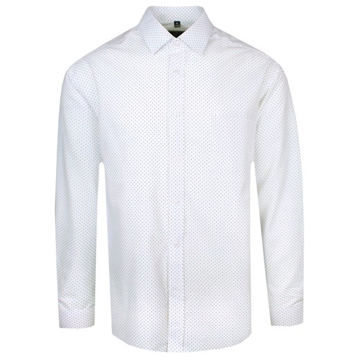 Koszula Victorio - Biała w Geometryczny Wzór- Klasyczny, Wygodny Krój KSDWVCTO662CL ze sklepu JegoSzafa.pl w kategorii Koszule męskie - zdjęcie 157276188