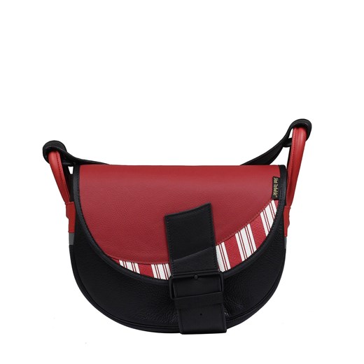czarno-czerwona damska torebka listonoszka skórzana na ramię Freshman Mini Słońtorbalski średni Slontorbalski