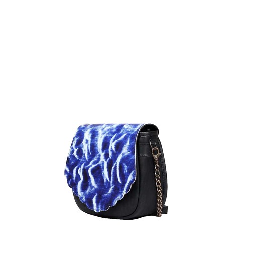 torebka damska skórzana Kayah na ramię czarno-niebieska Słońtorbalski średni Slontorbalski