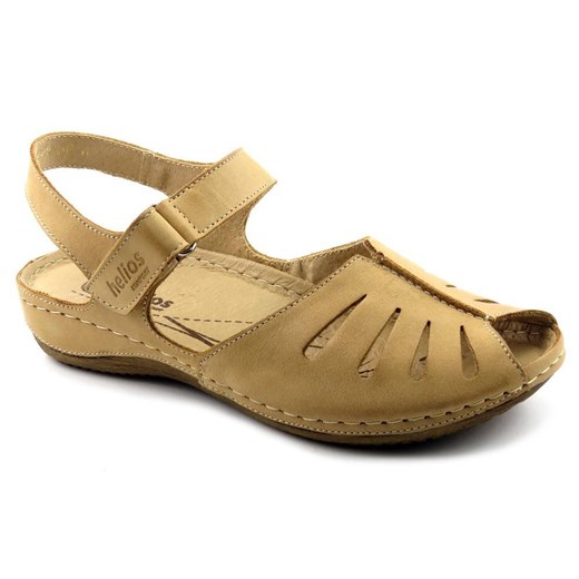 Sandały damskie z przewiewną cholewką - HELIOS Komfort 4009, jasnobrązowe ze sklepu ulubioneobuwie w kategorii Sandały damskie - zdjęcie 157294466
