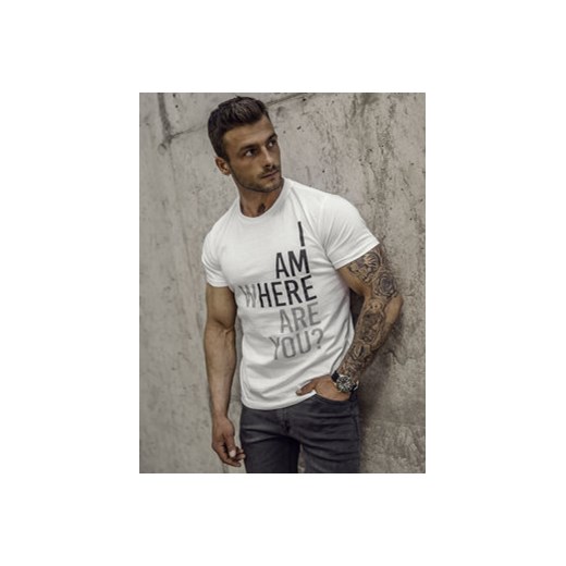T-shirt męski Denley z krótkim rękawem biały w stylu młodzieżowym 