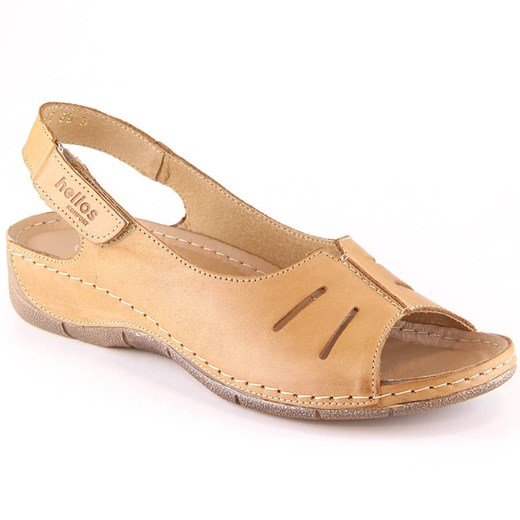 Skórzane komfortowe sandały damskie na rzep brązowe Helios 117 Helios 39 ButyModne.pl