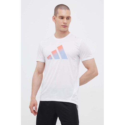 adidas Performance t-shirt do biegania Run Icons kolor biały z nadrukiem ze sklepu ANSWEAR.com w kategorii T-shirty męskie - zdjęcie 157317086