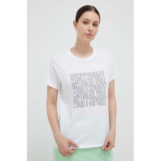 Dkny t-shirt bawełniany kolor biały ze sklepu ANSWEAR.com w kategorii Bluzki damskie - zdjęcie 157317179