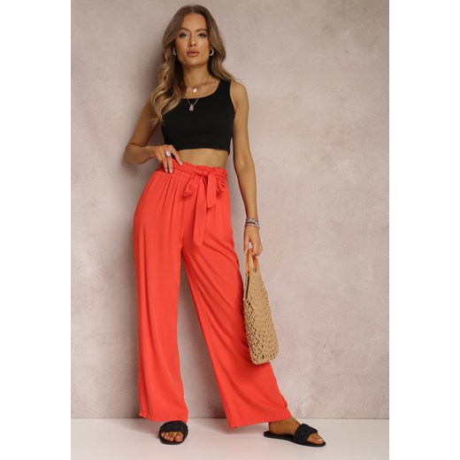 Ciemnopomarańczowe Spodnie Szerokie Phiorephis ze sklepu Renee odzież w kategorii Spodnie damskie - zdjęcie 157322449