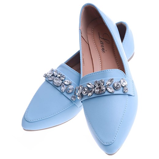 Pantofelek24 lordsy casual niebieskie 