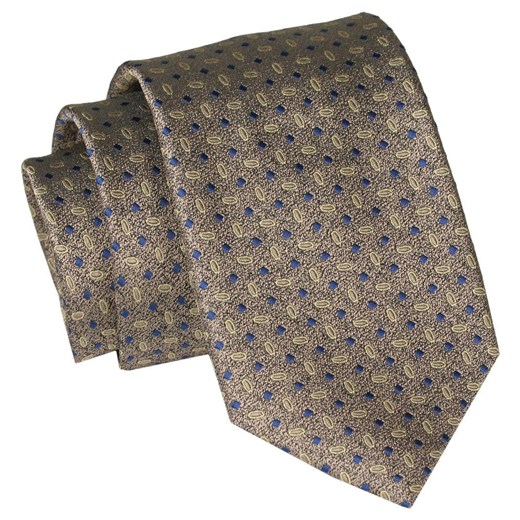 Męski Krawat Angelo di Monti - Beżowy, Drobny Wzór KRADM1995 ze sklepu JegoSzafa.pl w kategorii Krawaty - zdjęcie 157453459