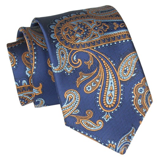 Męski Krawat Angelo di Monti - Niebieski, Duży Wzór KRADM1991 ze sklepu JegoSzafa.pl w kategorii Krawaty - zdjęcie 157453495