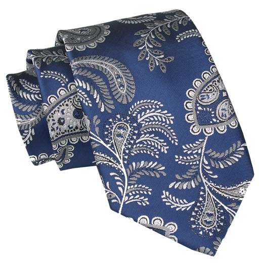 Męski Krawat Angelo di Monti - Niebieski z Kwiatowym Wzorem KRADM2006 ze sklepu JegoSzafa.pl w kategorii Krawaty - zdjęcie 157453499