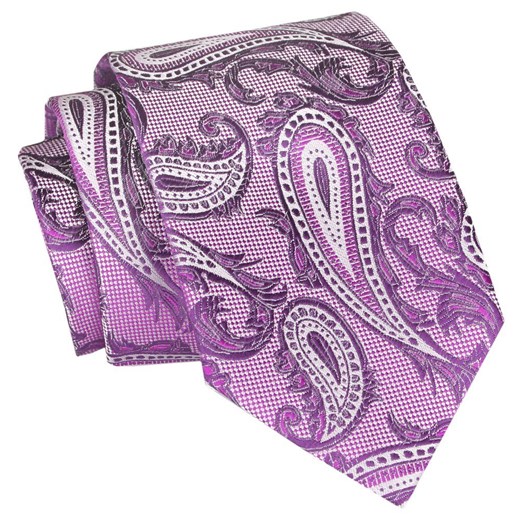 Męski Krawat Angelo di Monti - Różowy, Paisley KRADM1988 ze sklepu JegoSzafa.pl w kategorii Krawaty - zdjęcie 157453507