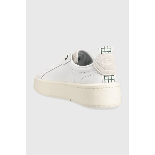 Białe buty sportowe damskie Lacoste sneakersy skórzane płaskie 
