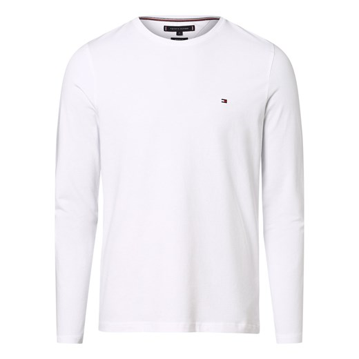 Tommy Hilfiger Męska koszulka z długim rękawem Mężczyźni Bawełna biały jednolity ze sklepu vangraaf w kategorii T-shirty męskie - zdjęcie 157476747