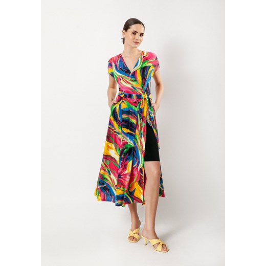 Wielobarwna, kopertowa, lejąca sukienka z jerseyu ze sklepu Molton w kategorii Sukienki - zdjęcie 157478688