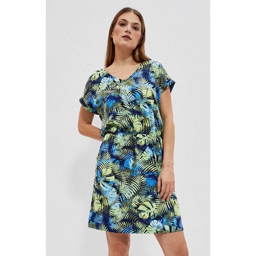 Sukienka z tropikalnym printem i kieszeniami 4042, Kolor granatowy-wzór, Rozmiar XL Primodo